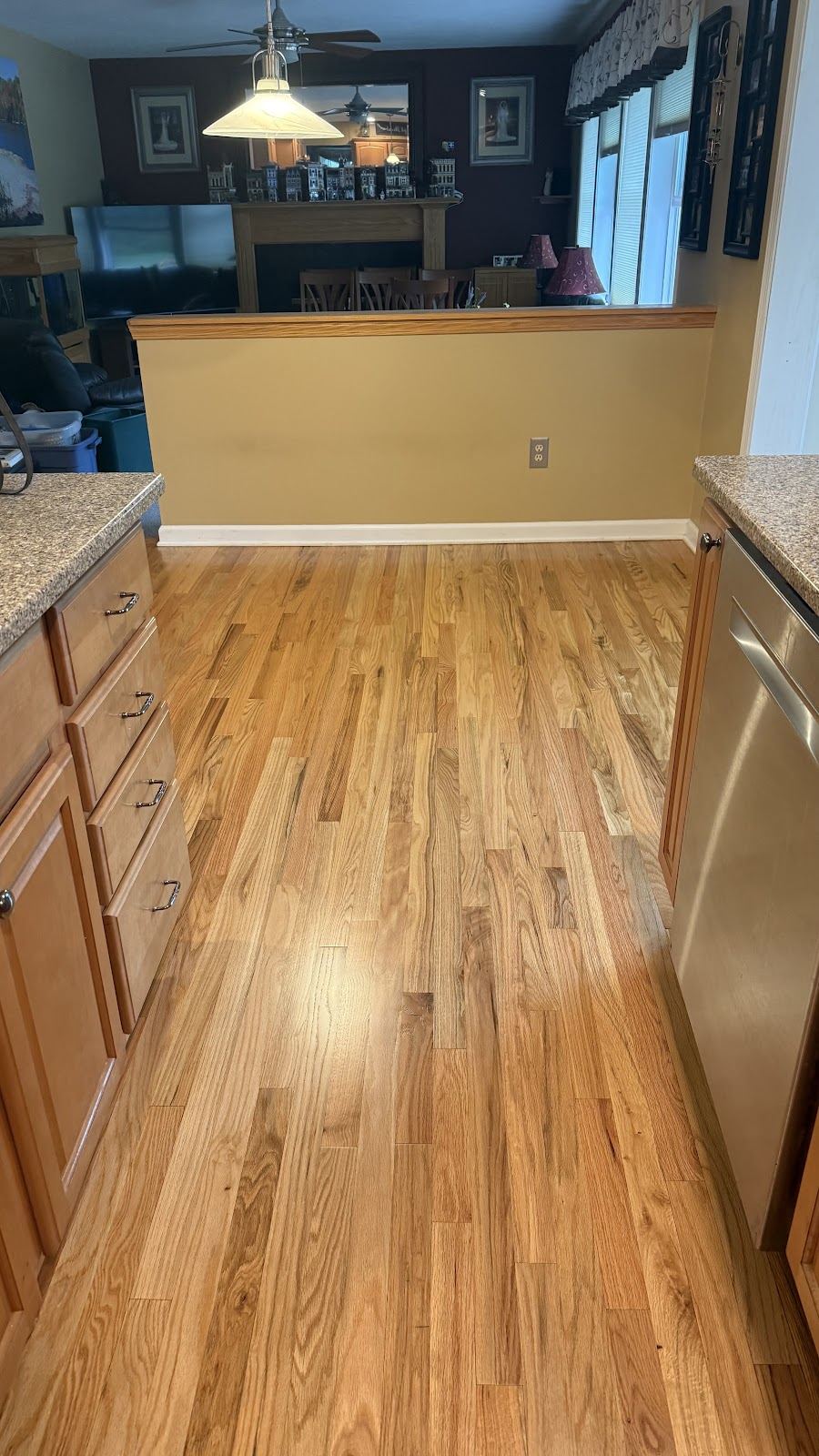 Kitchen hardwood floor, natural finish